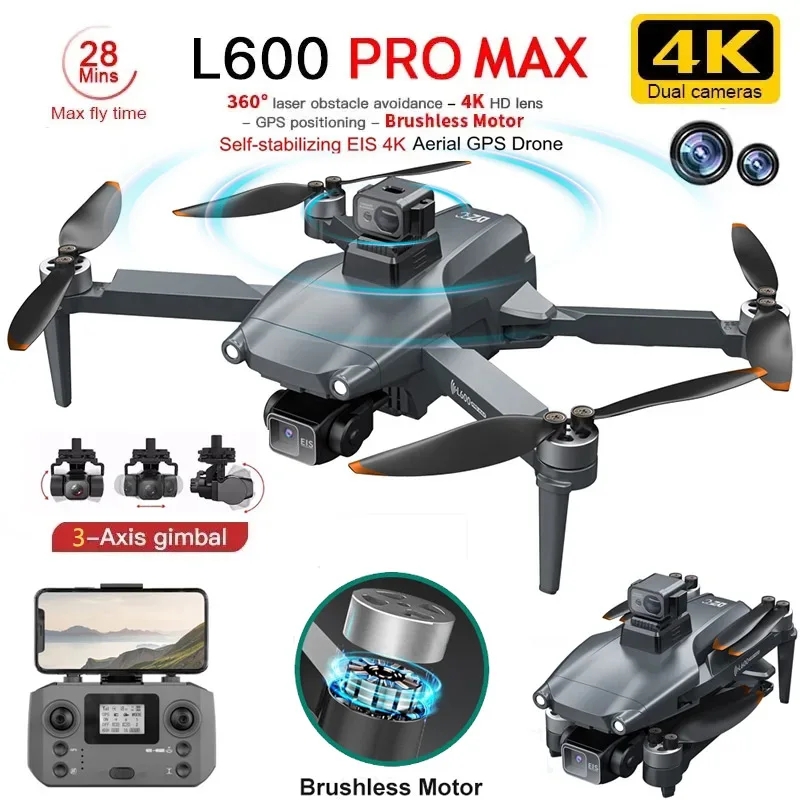 L600 pro max gps drone profiss - Drone Gimbal 3 Axis avaliação e preço